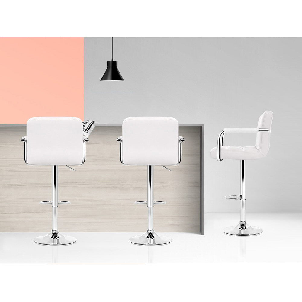 Lucy (Set of 2) PU Leather Bar Stools - White - Homecoze