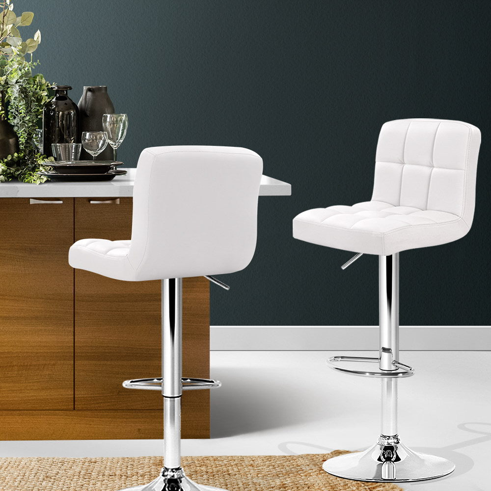 Lucy (Set of 2) PU Leather Bar Stools - White - Homecoze