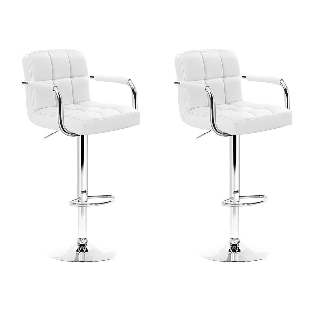 Lucy (Set of 2) PU Leather Bar Stools - White - Homecoze