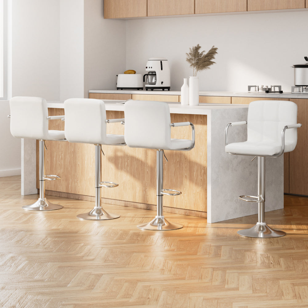 Lucy (Set of 4) PU Leather Bar Stools - White - Homecoze