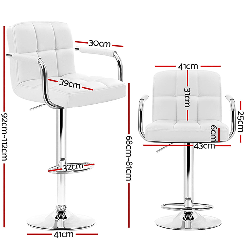 Lucy (Set of 4) PU Leather Bar Stools - White - Homecoze