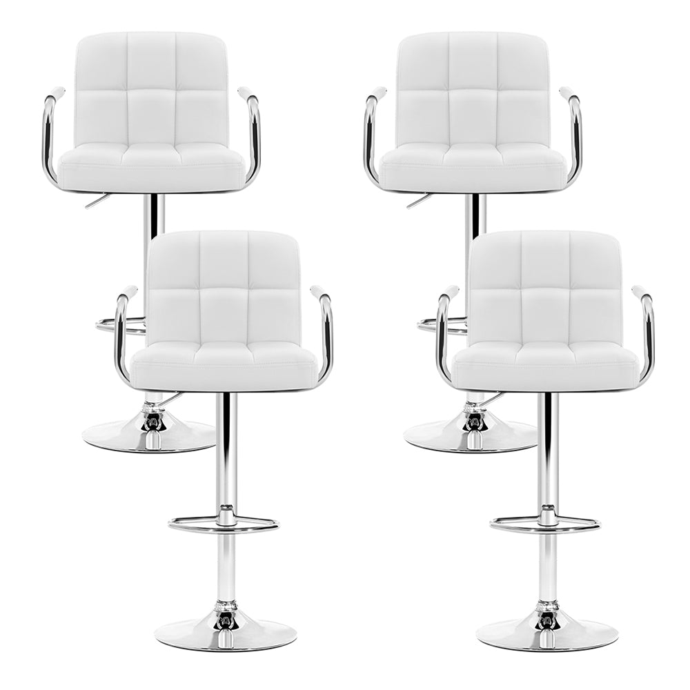 Lucy (Set of 4) PU Leather Bar Stools - White - Homecoze