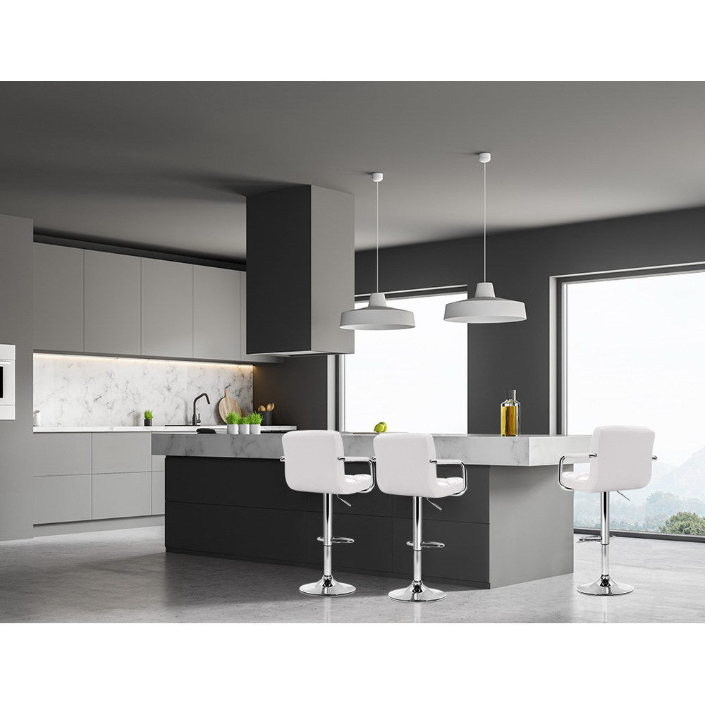Lucy (Set of 4) PU Leather Bar Stools - White - Homecoze
