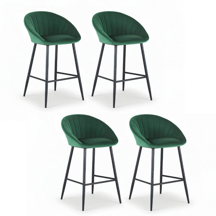 Liora (Set of 4) Velvet Bar Stools 64cm - Green - Homecoze