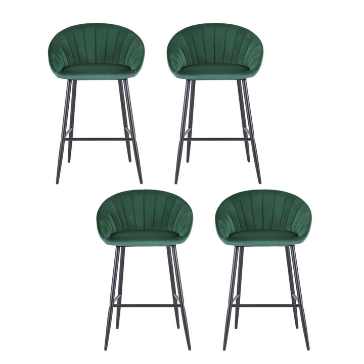 Liora (Set of 4) Velvet Bar Stools 64cm - Green - Homecoze