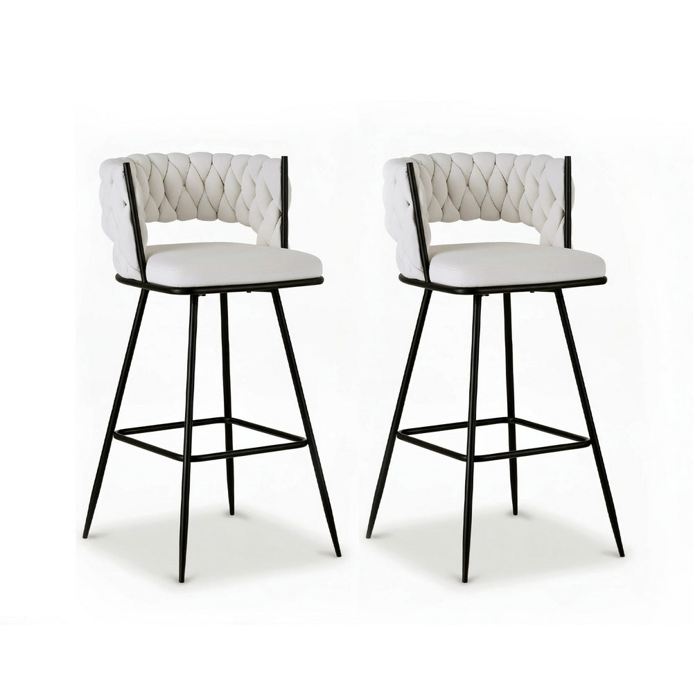 Elise (Set of 2) Bar Stools 75cm - Ivory - Homecoze