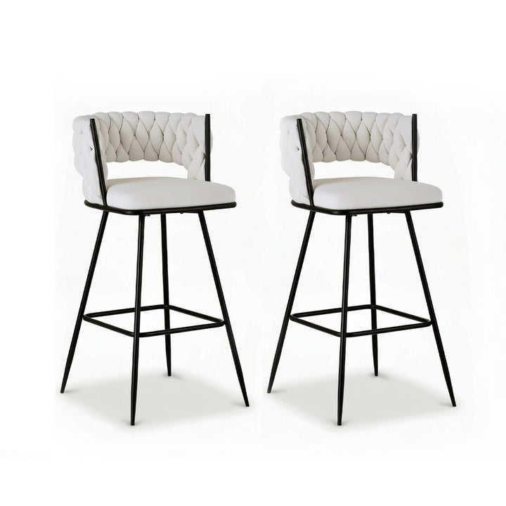 Elise (Set of 2) Bar Stools 75cm - Ivory - Homecoze