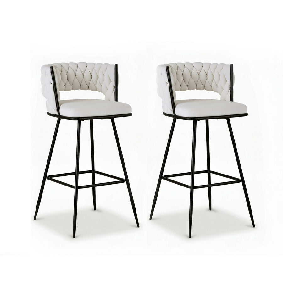 Elise (Set of 2) Bar Stools 75cm - Ivory - Homecoze