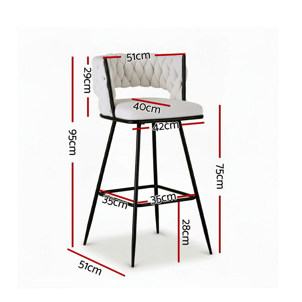 Elise (Set of 2) Bar Stools 75cm - Ivory - Homecoze