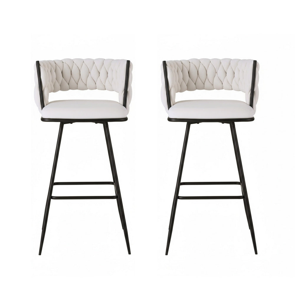 Elise (Set of 2) Bar Stools 75cm - Ivory - Homecoze
