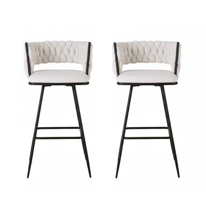 Elise (Set of 2) Bar Stools 75cm - Ivory - Homecoze