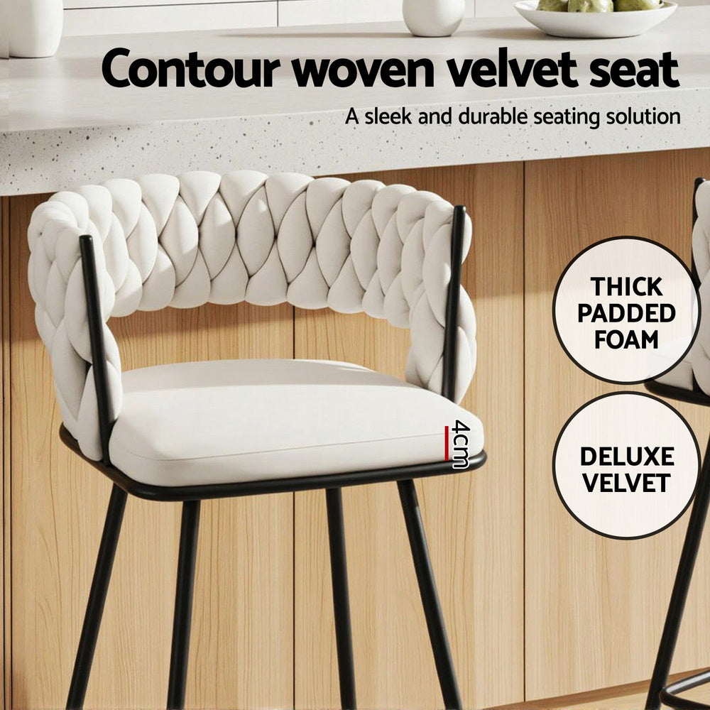 Elise (Set of 2) Bar Stools 75cm - Ivory - Homecoze
