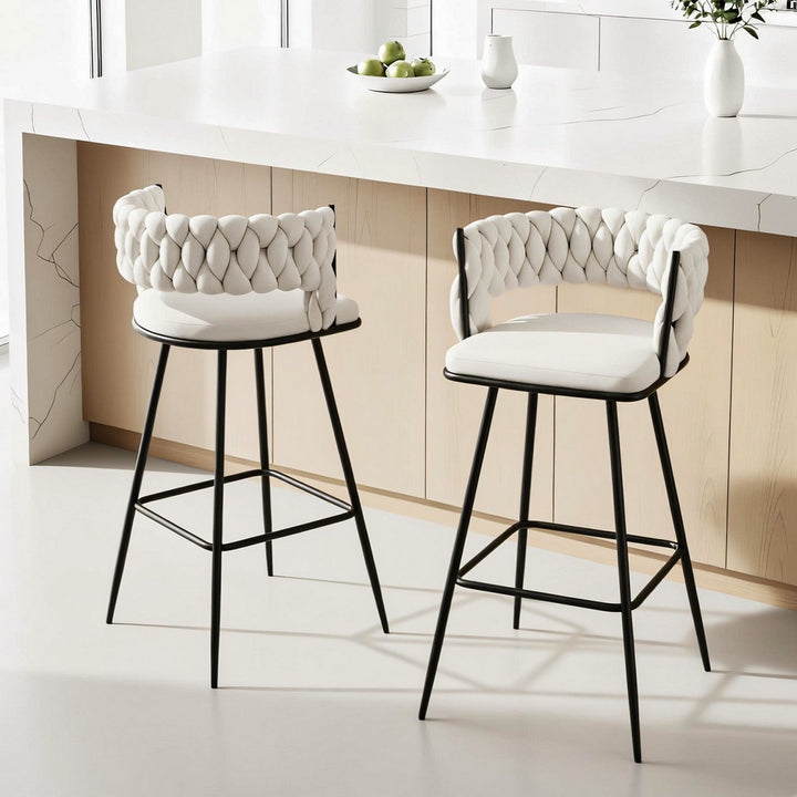 Elise (Set of 2) Bar Stools 75cm - Ivory - Homecoze