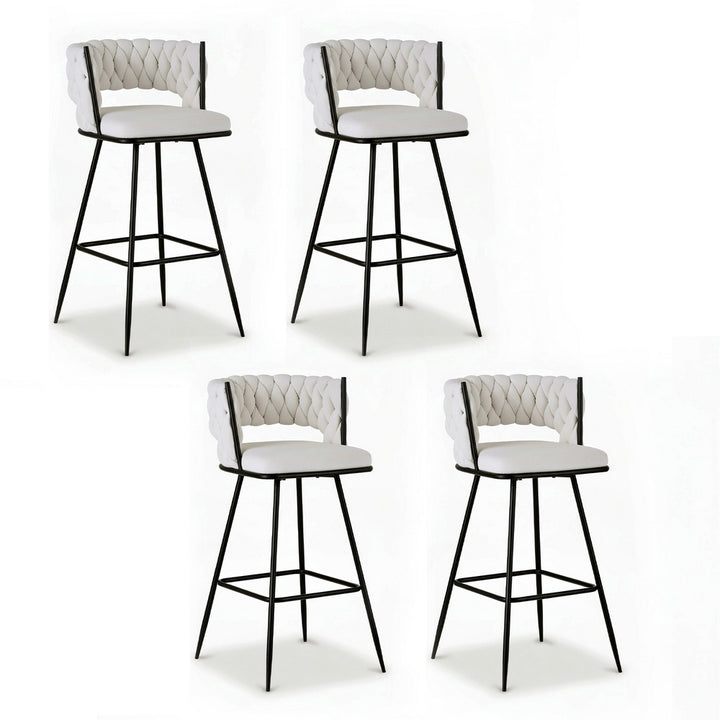 Elise (Set of 4) Bar Stools 75cm - Ivory - Homecoze
