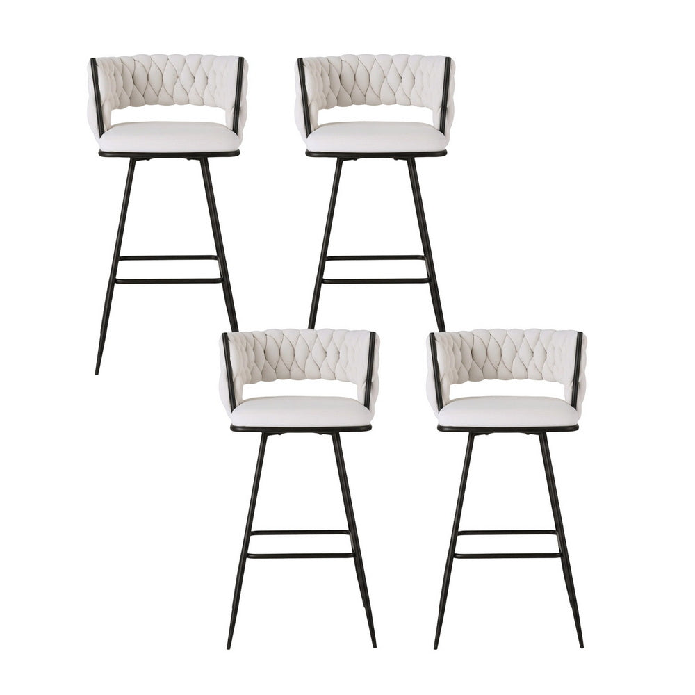 Elise (Set of 4) Bar Stools 75cm - Ivory - Homecoze