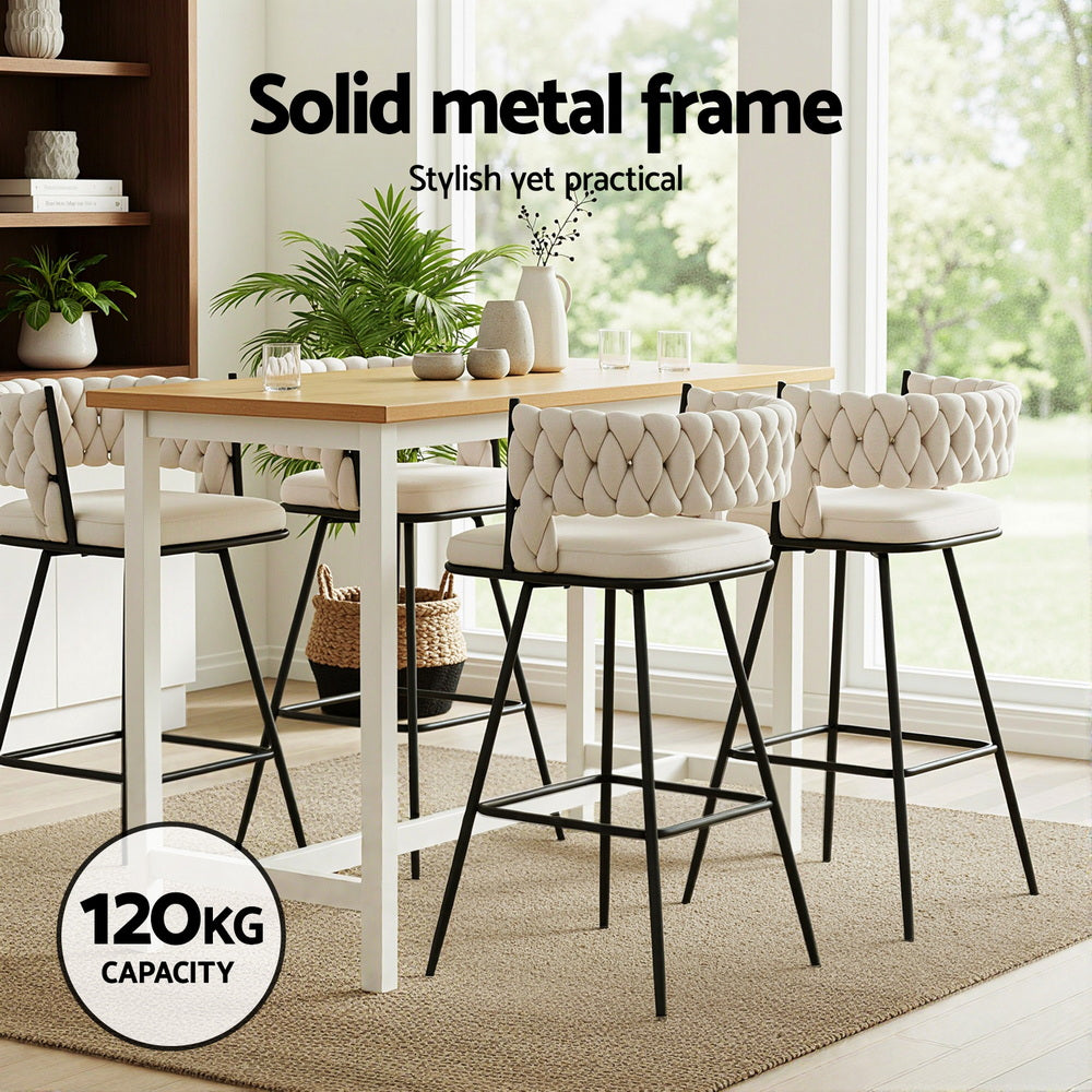 Elise (Set of 4) Bar Stools 75cm - Ivory - Homecoze