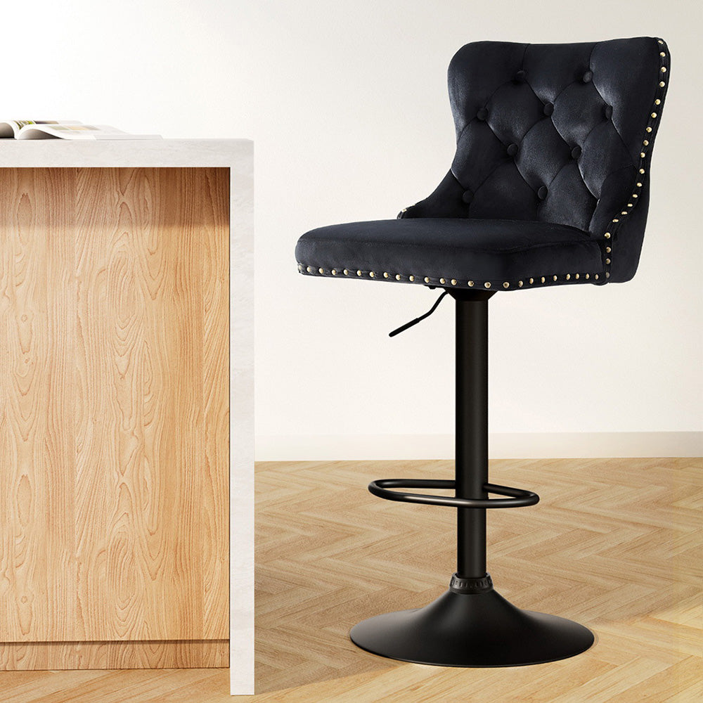 Margaux (Single) Velvet Bar Stool - Black - Homecoze