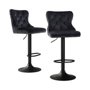 Margaux (Set of 2) Velvet Bar Stools - Black - Homecoze