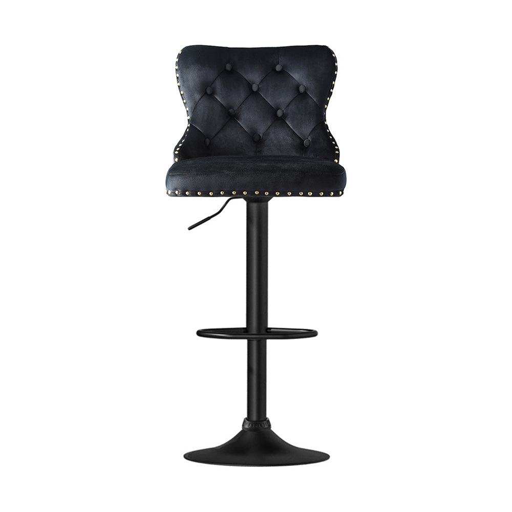 Margaux (Set of 2) Velvet Bar Stools - Black - Homecoze