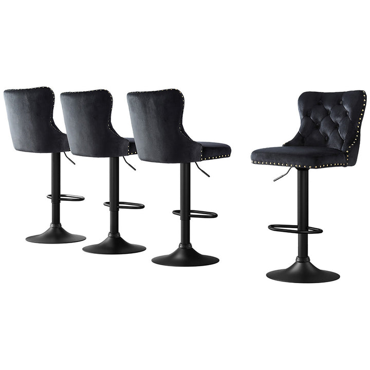 Margaux (Set of 4) Velvet Bar Stools - Black - Homecoze