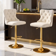 Margaux (Set of 2) Velvet Bar Stools - Ivory