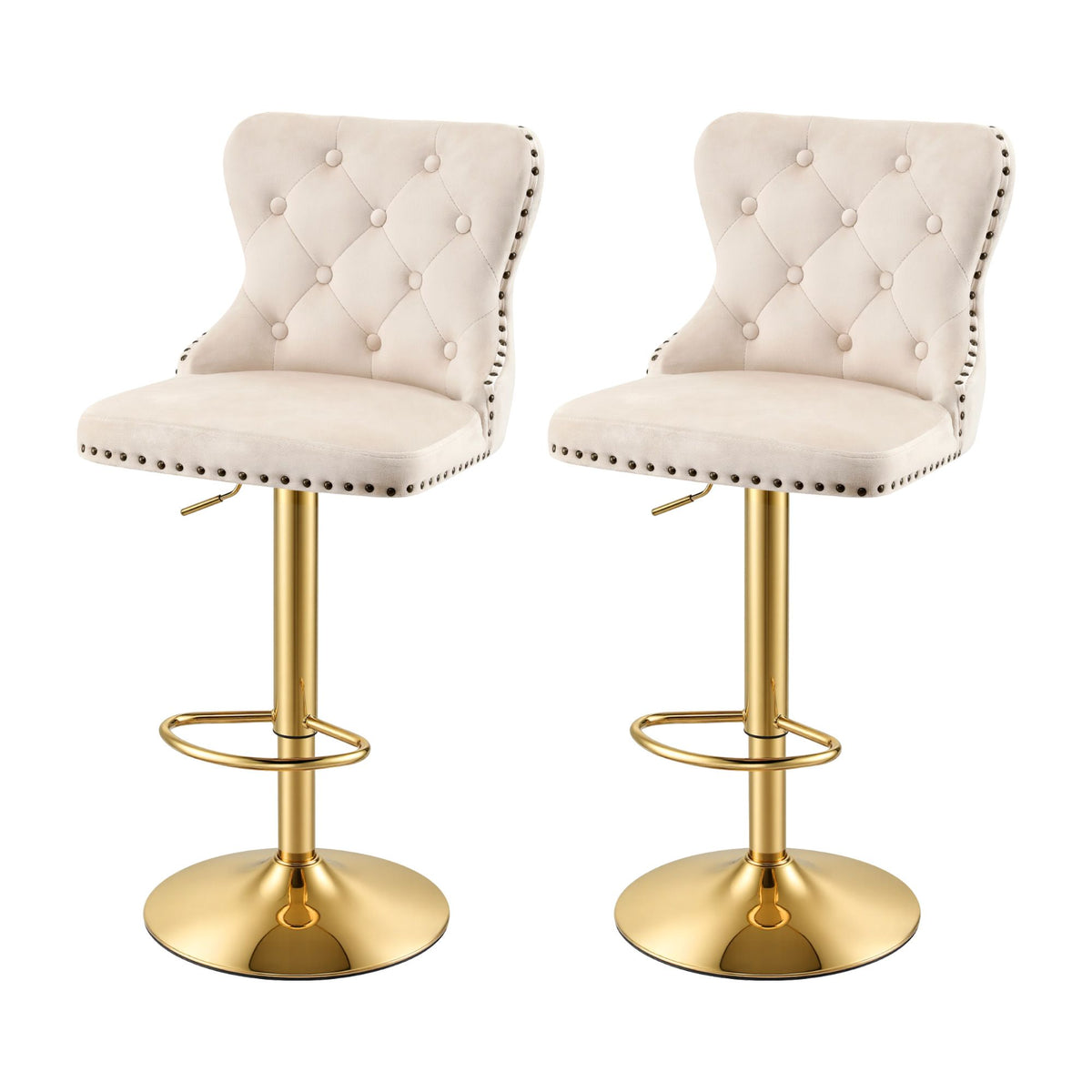 Margaux (Set of 2) Velvet Bar Stools - Ivory