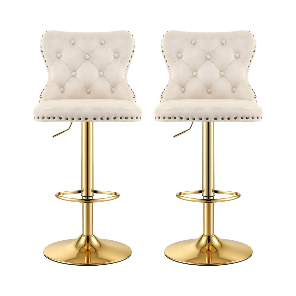 Margaux (Set of 2) Velvet Bar Stools - Ivory