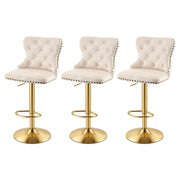 Margaux (Set of 3) Velvet Bar Stools - Ivory