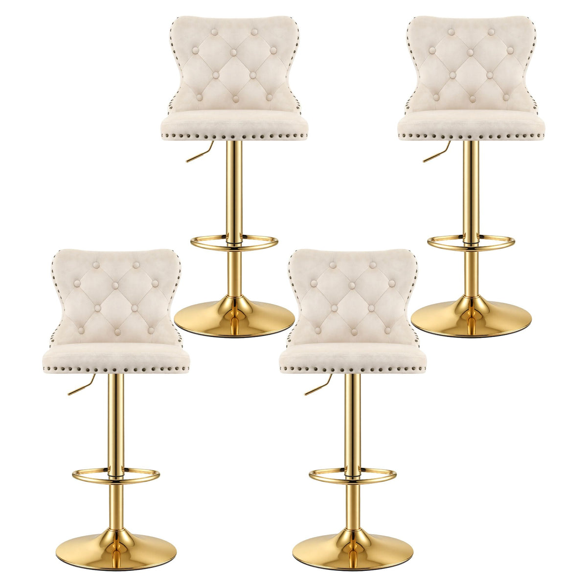Margaux (Set of 4) Velvet Bar Stools - Ivory
