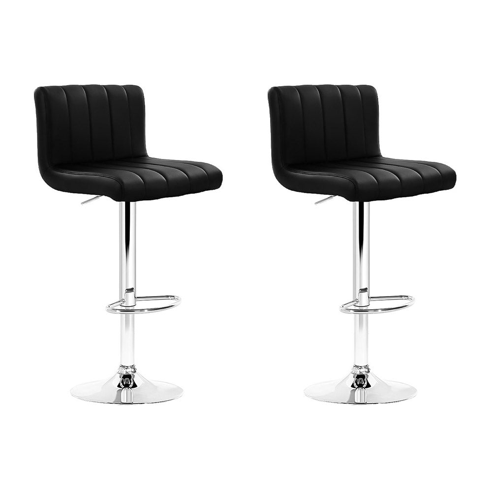 Marley (Set of 2) PU Leather Bar Stools - Black - Homecoze