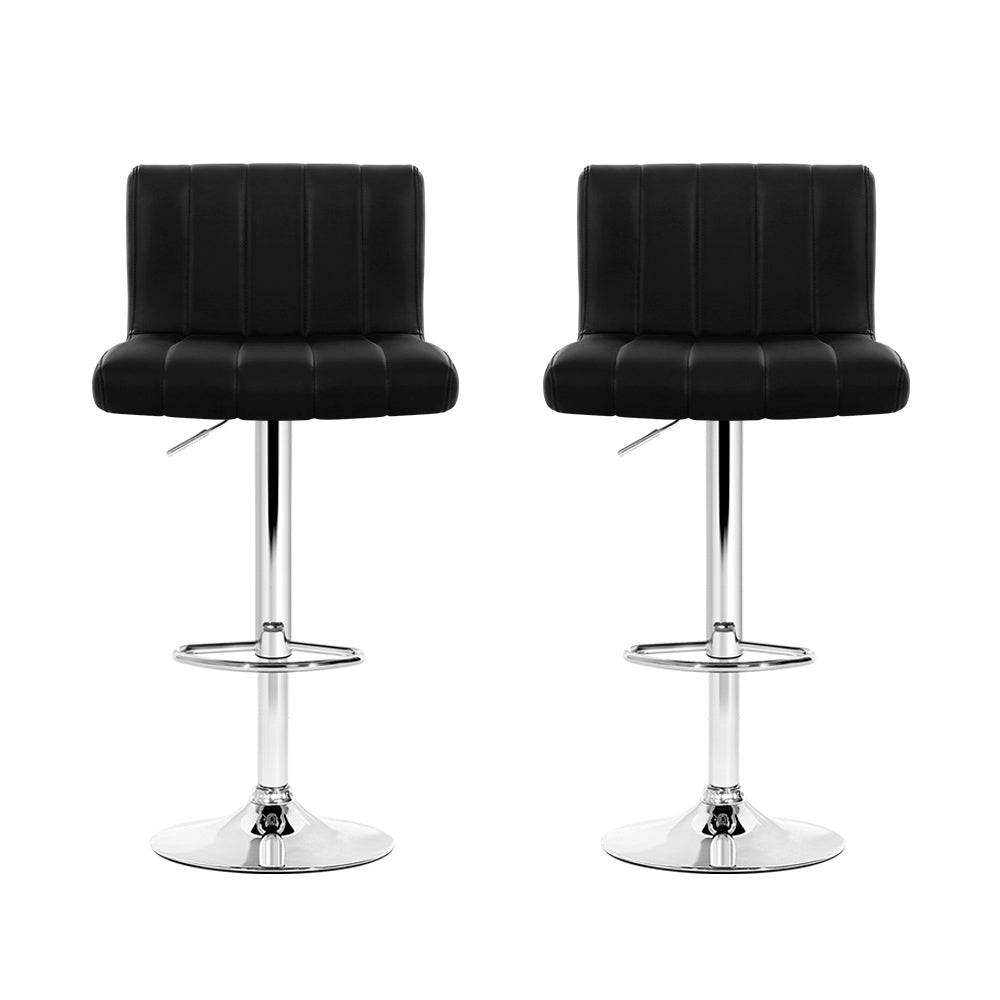 Marley (Set of 2) PU Leather Bar Stools - Black - Homecoze