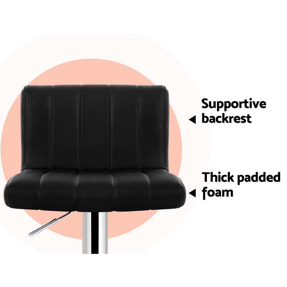 Marley (Set of 2) PU Leather Bar Stools - Black - Homecoze