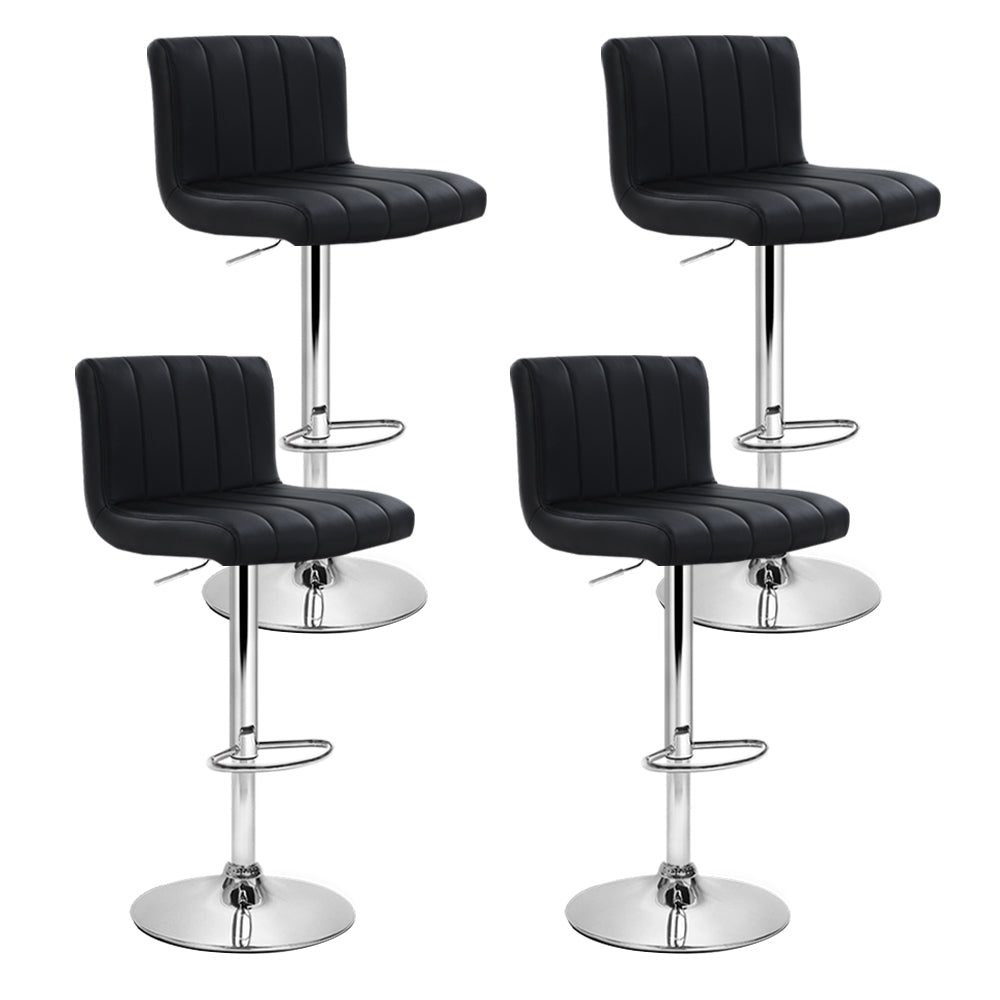 Marley (Set of 4) PU Leather Bar Stools - Black - Homecoze
