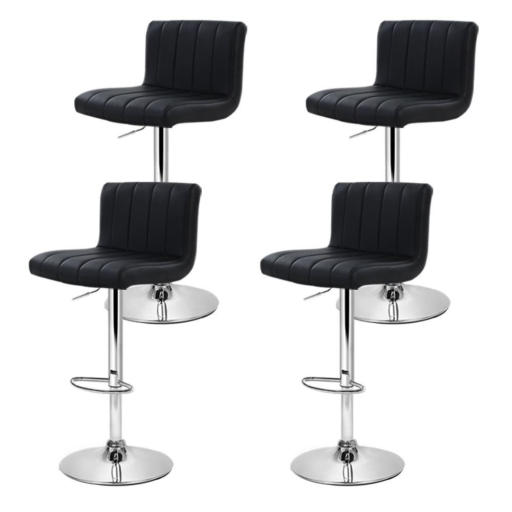 Marley (Set of 4) PU Leather Bar Stools - Black - Homecoze