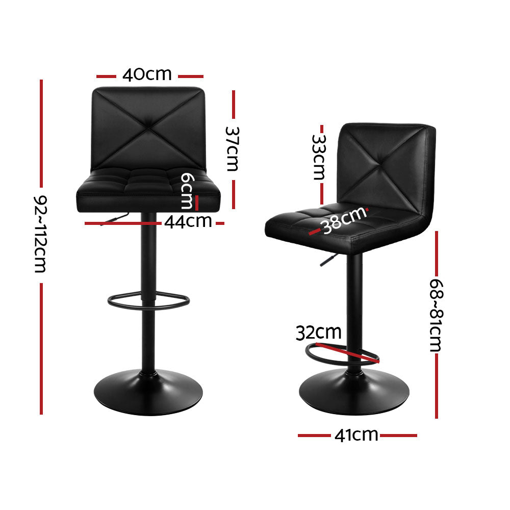 Kelly (Set of 4) PU Leather Bar Stools - Black - Homecoze