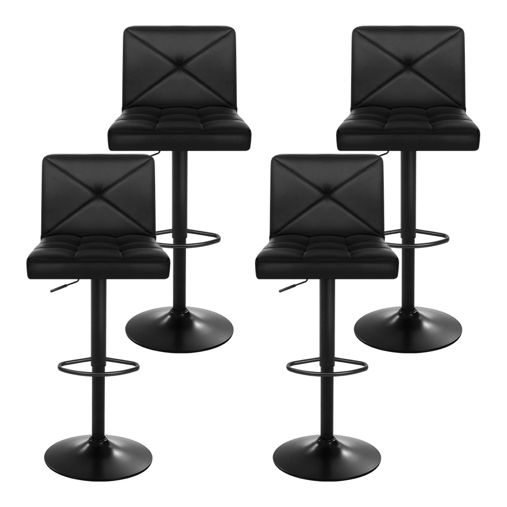 Kelly (Set of 4) PU Leather Bar Stools - Black - Homecoze