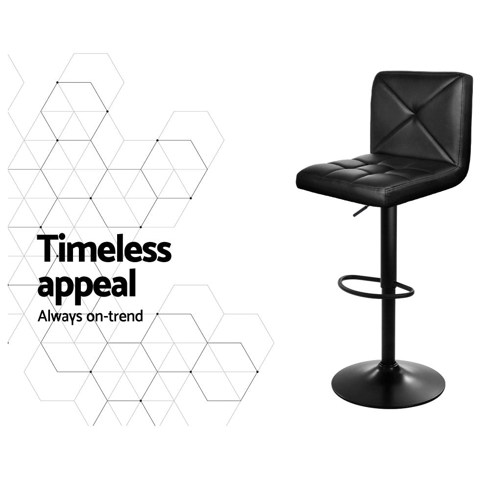 Kelly (Set of 2) PU Leather Bar Stools - Black - Homecoze