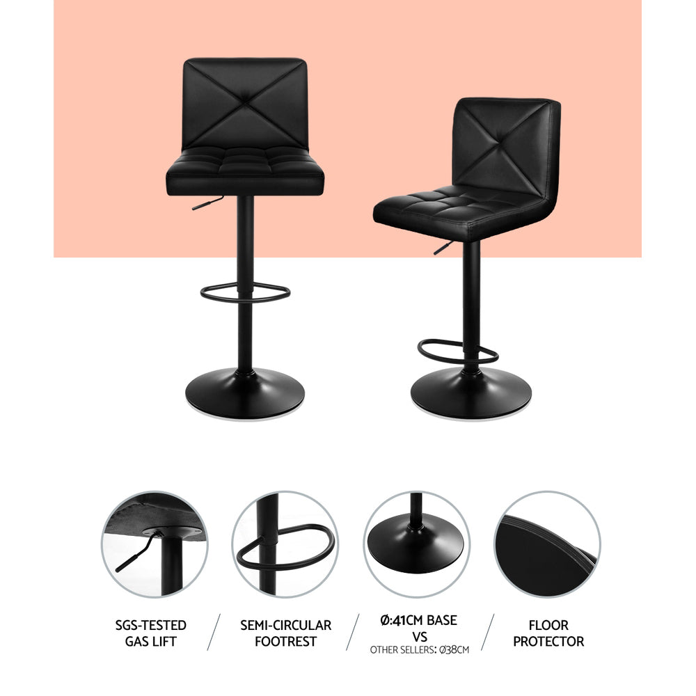 Kelly (Set of 4) PU Leather Bar Stools - Black - Homecoze