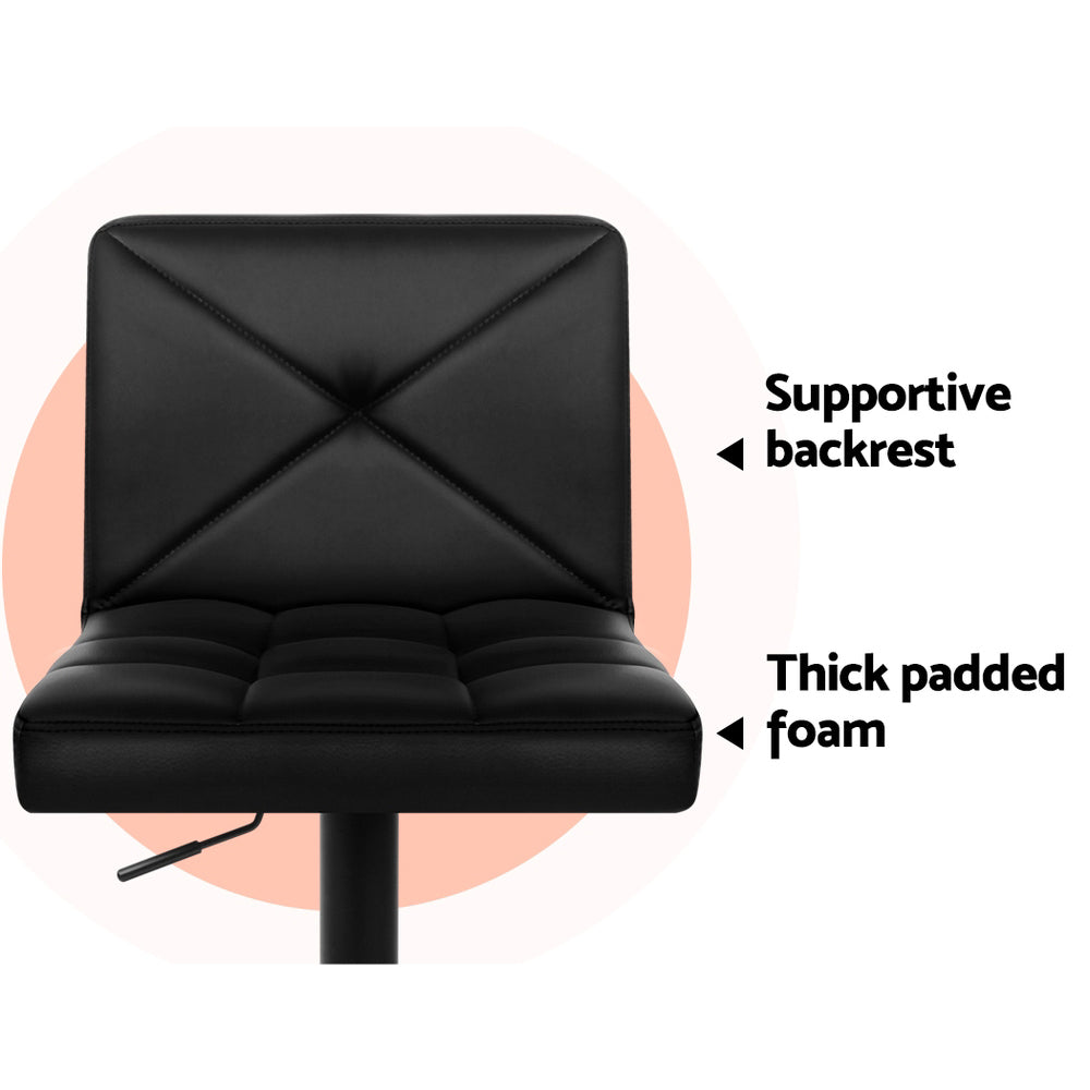 Kelly (Set of 4) PU Leather Bar Stools - Black - Homecoze