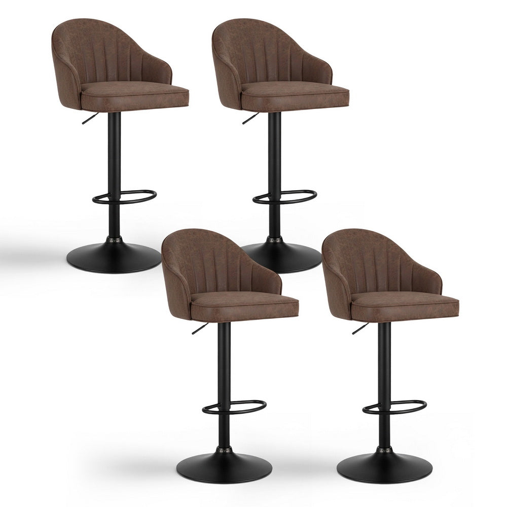 Sutton (Set of 4) PU Leather Bar Stools - Brown - Homecoze
