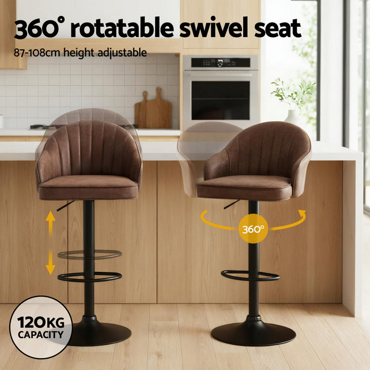 Sutton (Set of 4) PU Leather Bar Stools - Brown - Homecoze