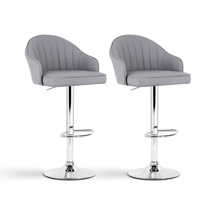 Sutton (Set of 2) PU Leather Bar Stools - Grey - Homecoze