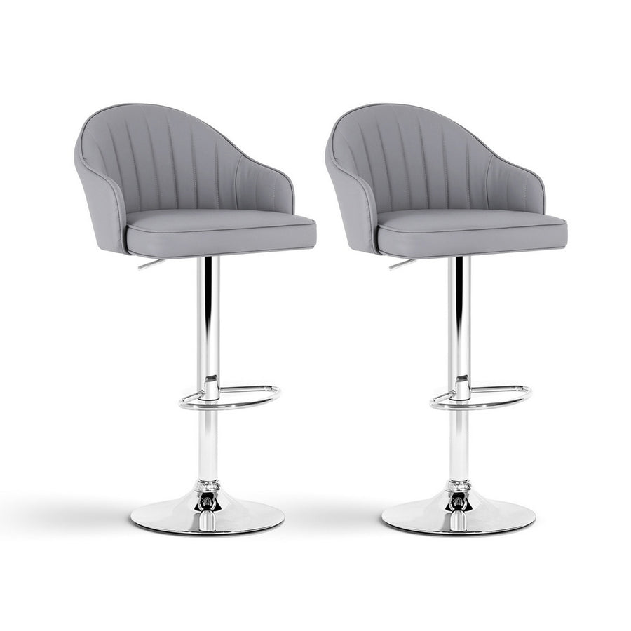 Sutton (Set of 2) PU Leather Bar Stools - Grey - Homecoze