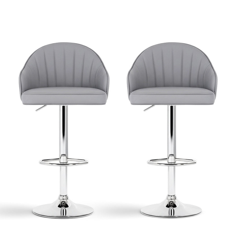 Sutton (Set of 2) PU Leather Bar Stools - Grey - Homecoze