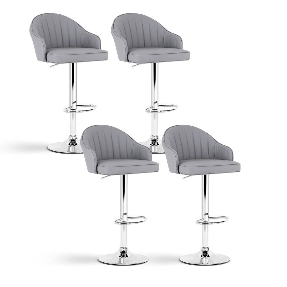 Sutton (Set of 4) PU Leather Bar Stools - Grey - Homecoze