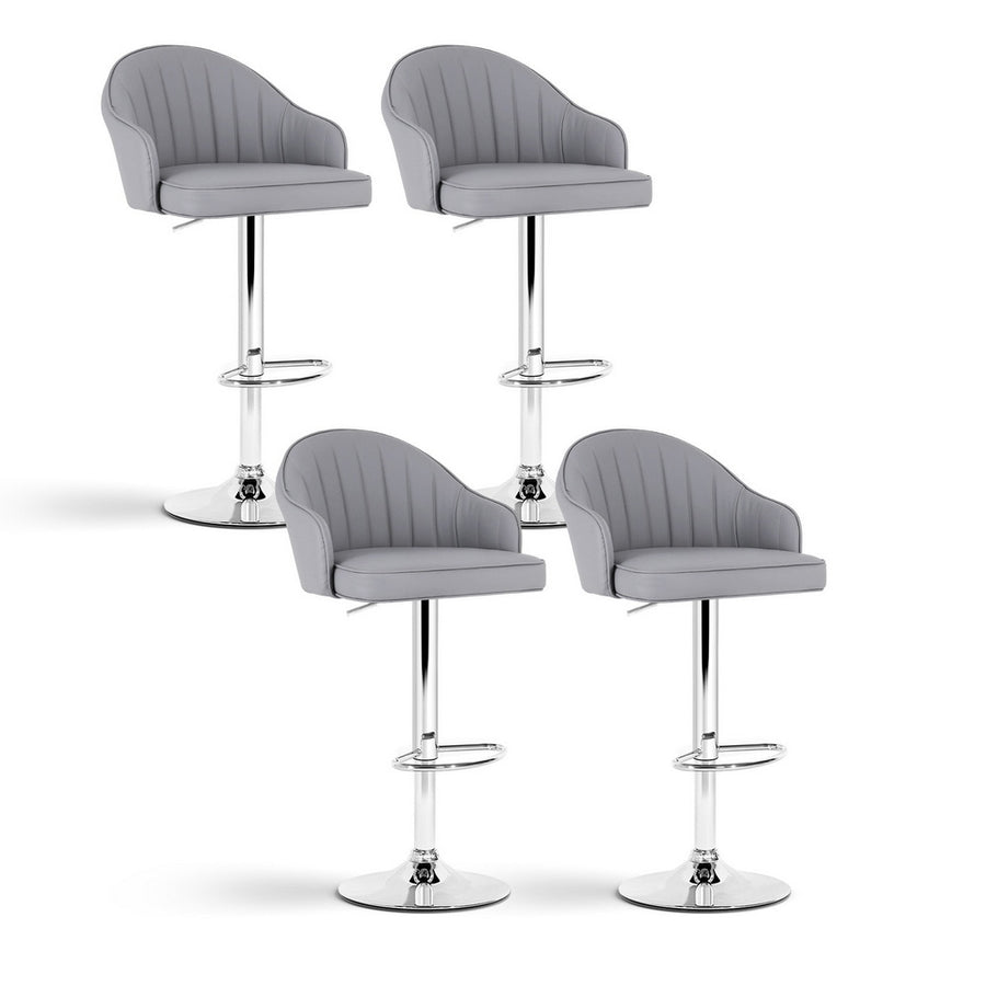 Sutton (Set of 4) PU Leather Bar Stools - Grey - Homecoze
