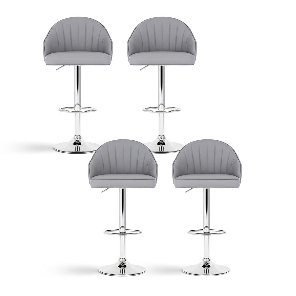 Sutton (Set of 4) PU Leather Bar Stools - Grey - Homecoze