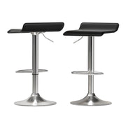 Kai (Set of 2) PU Leather Wave Bar Stools - Black - Homecoze