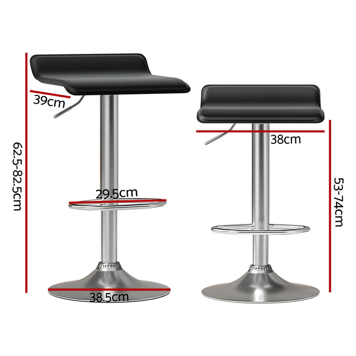 Kai (Set of 2) PU Leather Wave Bar Stools - Black