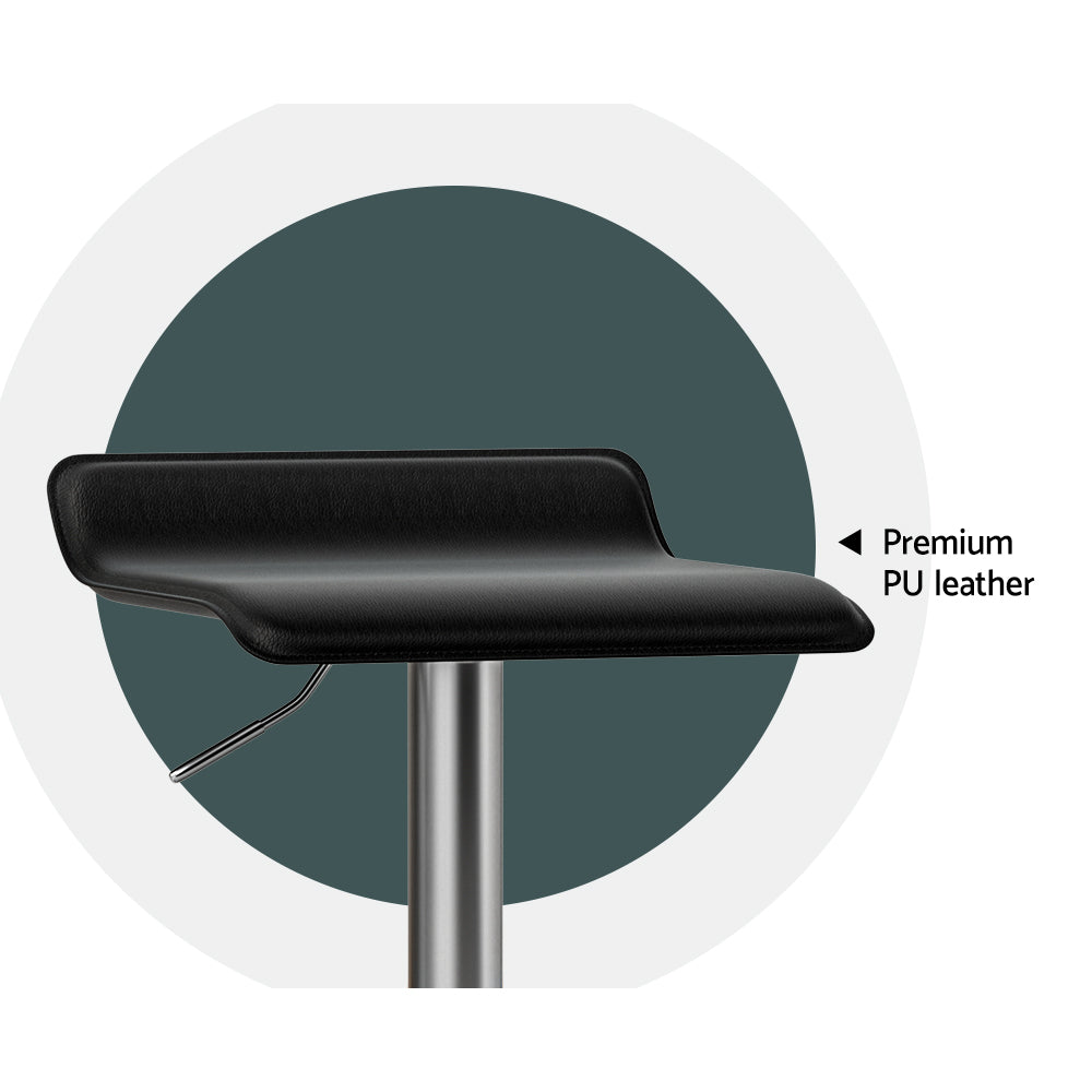 Kai (Set of 2) PU Leather Wave Bar Stools - Black - Homecoze